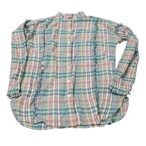 Chaps Womens Button Up Shirt Multicolor Size M 100% Cotton Long Sleeve Stretch - Picture 1 of 12